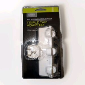 Living Solutions Wall Hugging Indoor Triple Tap Adapter Grounded Outlet